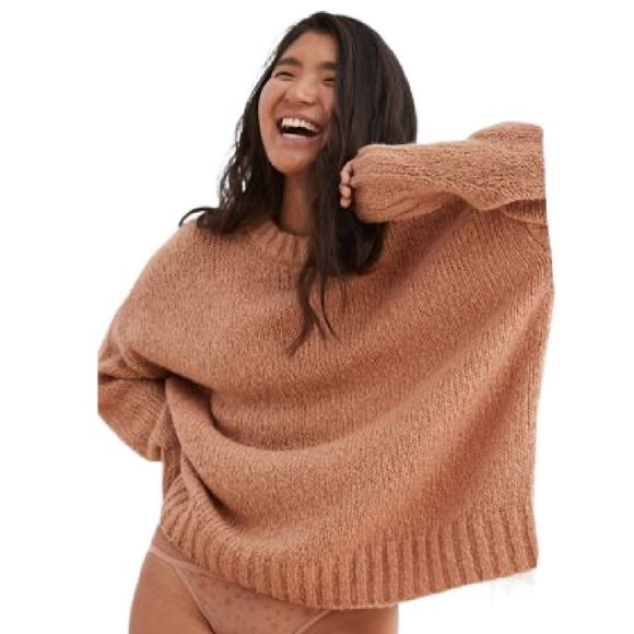 aerie Sweaters - Aerie Big Sky Oversized Knit Sweater Wool/Alpaca Blend Women’s Large Raw Sienna